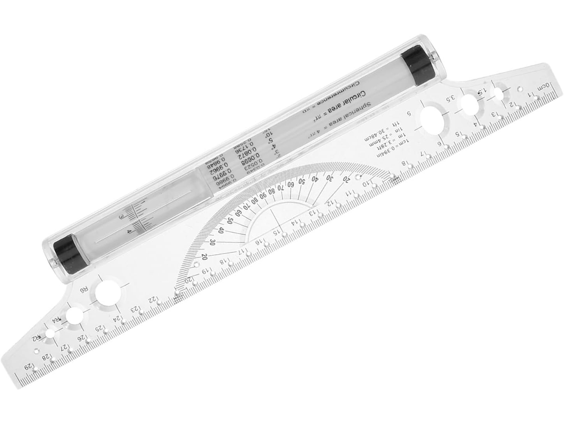 Régua Clispeed Design com Rodinhas, Régua Paralela de Plástico Branco, Fácil de Usar, Ideal para Estudantes e Alunos