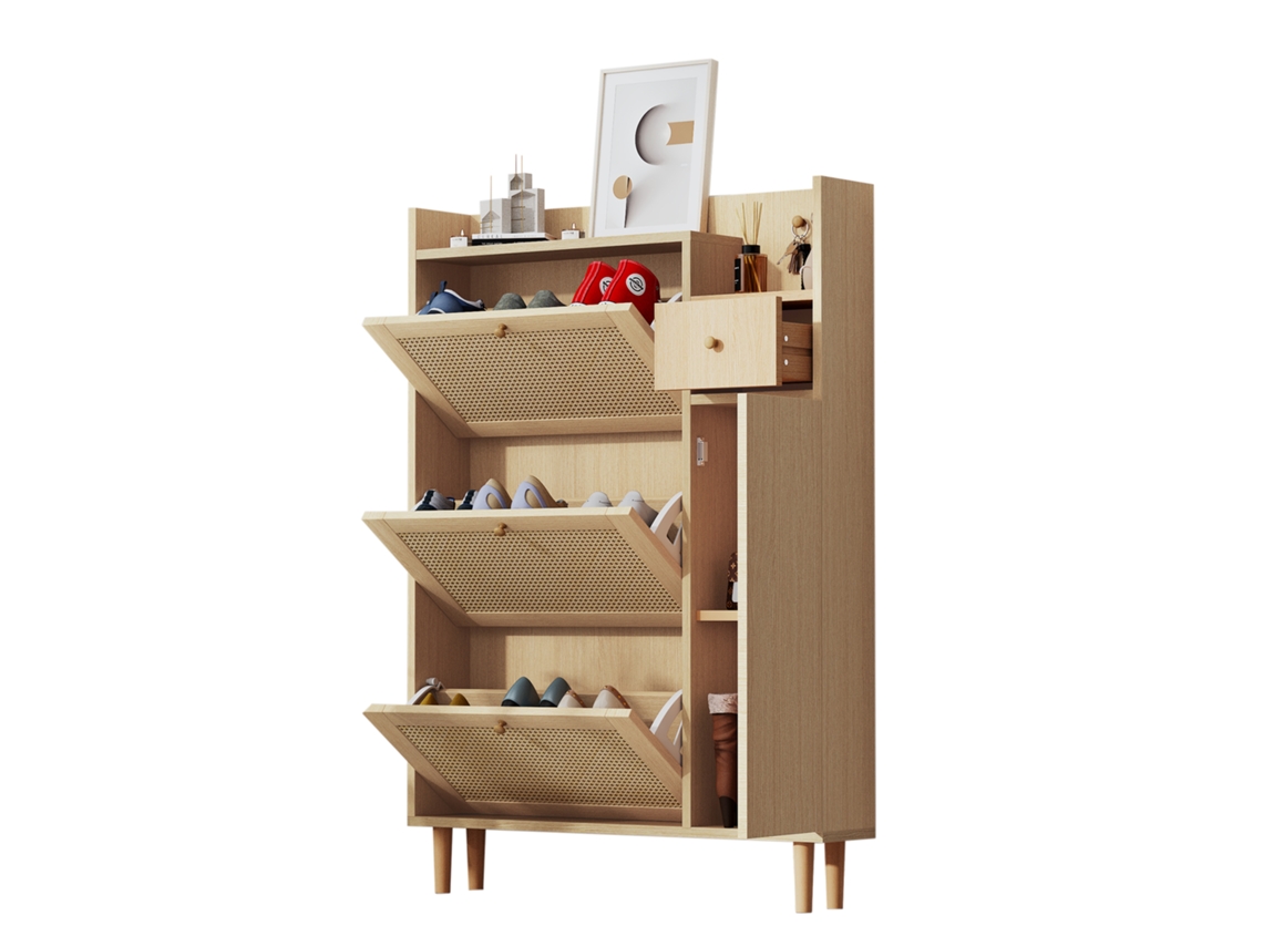 Aparador Estilo Camponês 100x90x37cm Com 2 Portas Corrediças E Prateleiras Reguláveis, Móvel Prático Para Sala E Sala De Jantar
