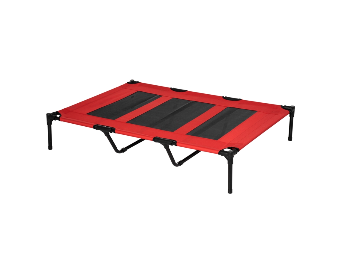 Cama Para Vermelho Animais De Estimação Elevada Cães Gatos Com Tecido Transpirável Dormir Relaxar Exterior Jardim Terraço 122x92x23cm