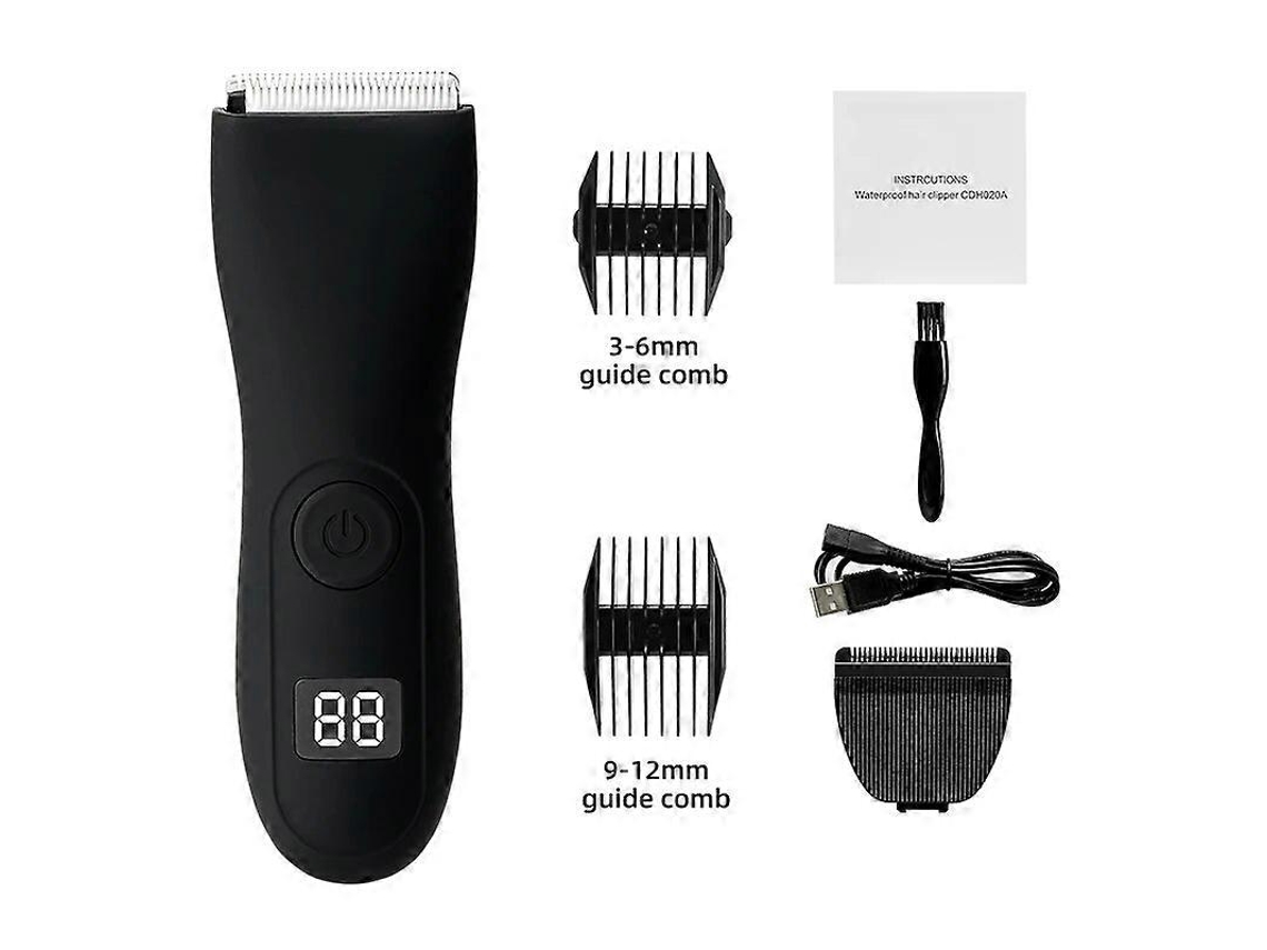 Cortador De Cabelo Elétrico Preto Com Display Digital, À Prova D'água, Usb