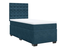 Box Spring Bed, Box Spring Beds Vidaxl Azul Veludo (90 X 190 Cm)