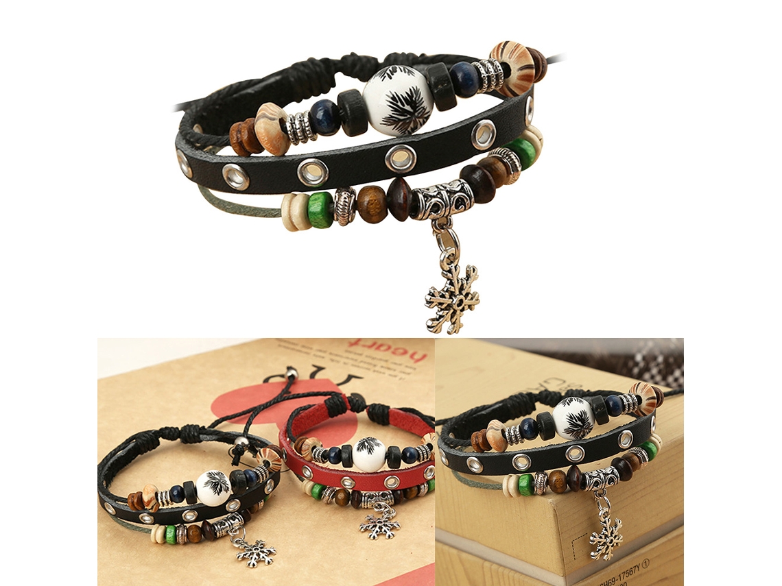 Pulseira De Couro Vintage Unissex