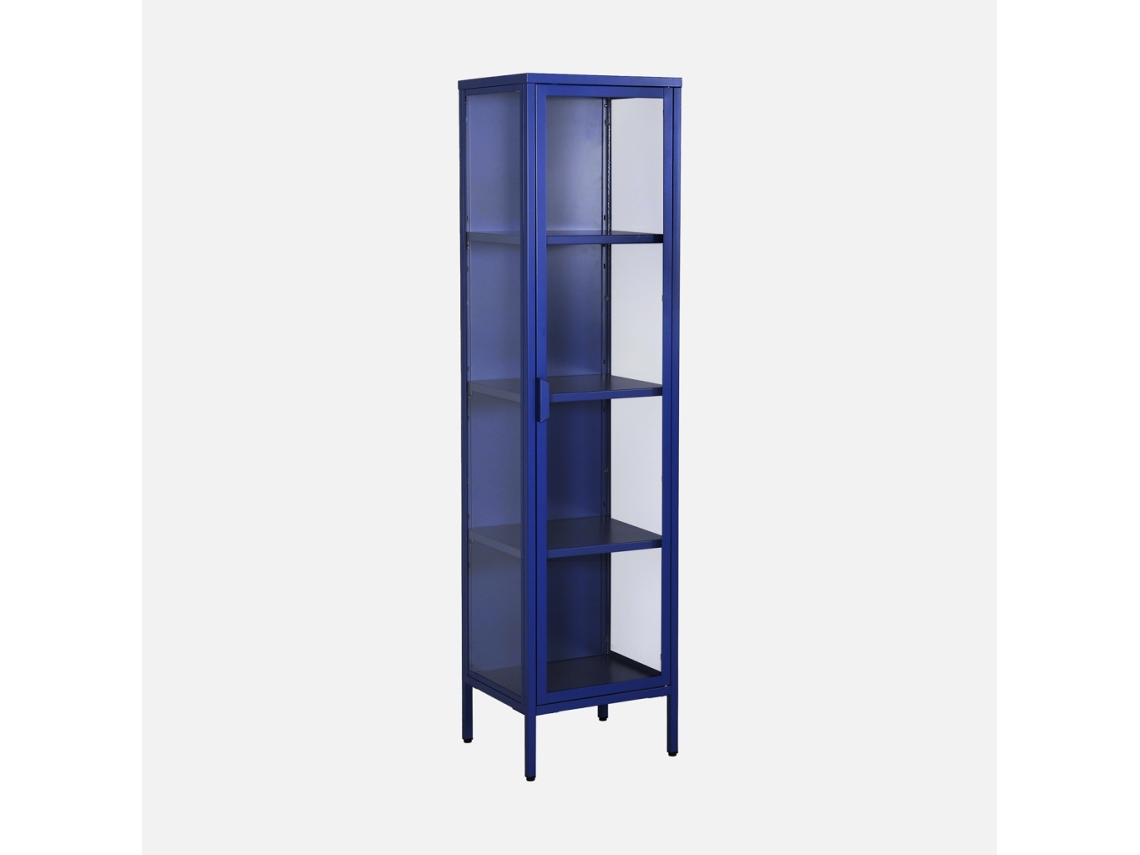 Aparador De Aço E Vidro Temperado 1 Porta, 160cm, Azul Sweeek
