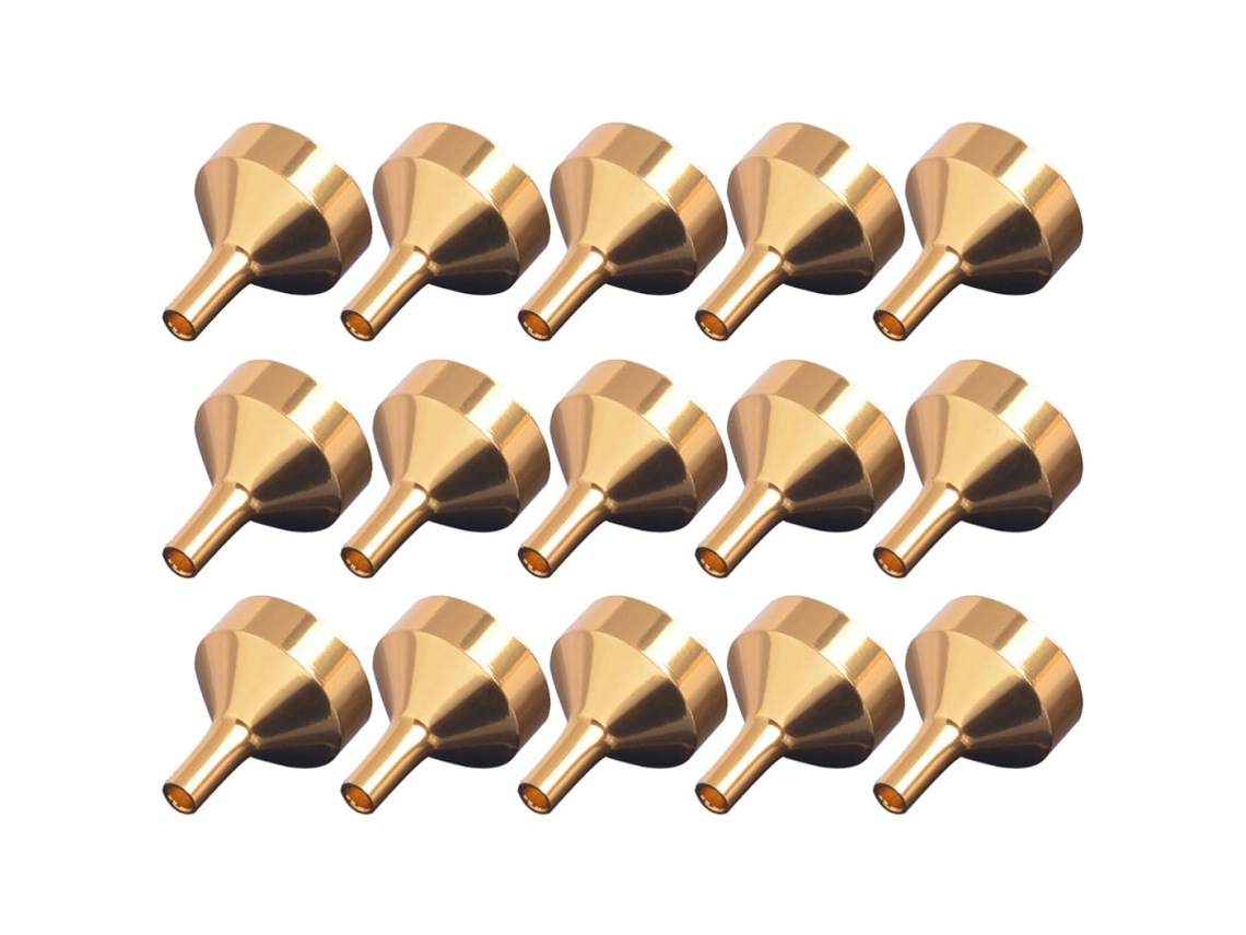Funis Kallory Ideais Para Frascos De Óleos Essenciais E Perfumes, 15 Mini Funis Recarregáveis Em Alumínio Dourado