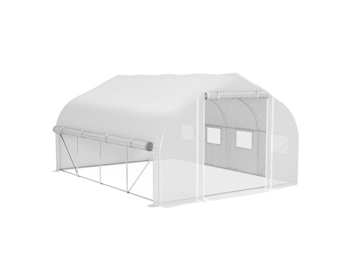 Estufa De Túnel, Polietileno Impermeável, 4m X 3m X 2m, 8 Janelas, Porta De Malha, Proteção Uv