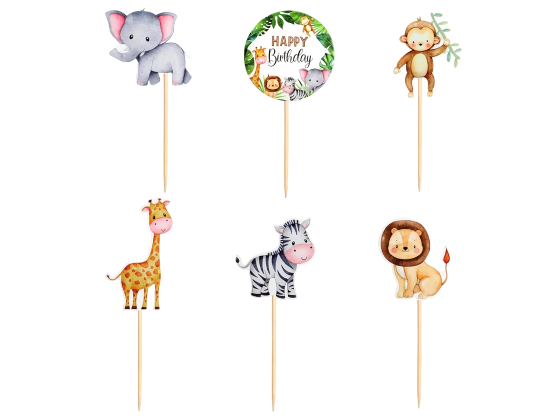 Decorações Para Muffins Tema Selva, 24 Unidades Topos Para Bolos Animais, Festas De Aniversário Infantil Temática Animal Safari Gigikill