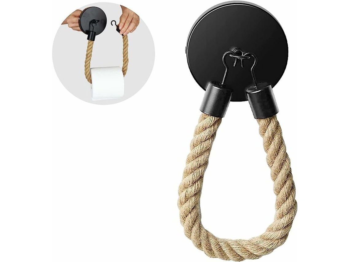 Porta Papel Higiênico Com Prateleira Estilo Vintage Preto