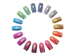 Pó holográfico profissional para decoração de unhas, pigmento a laser arco-íris para manicure cromada.