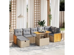 Vidaxl 8 Pcs Conjunto De Sofás P/ Jardim Com Almofadões Vime Pe Bege