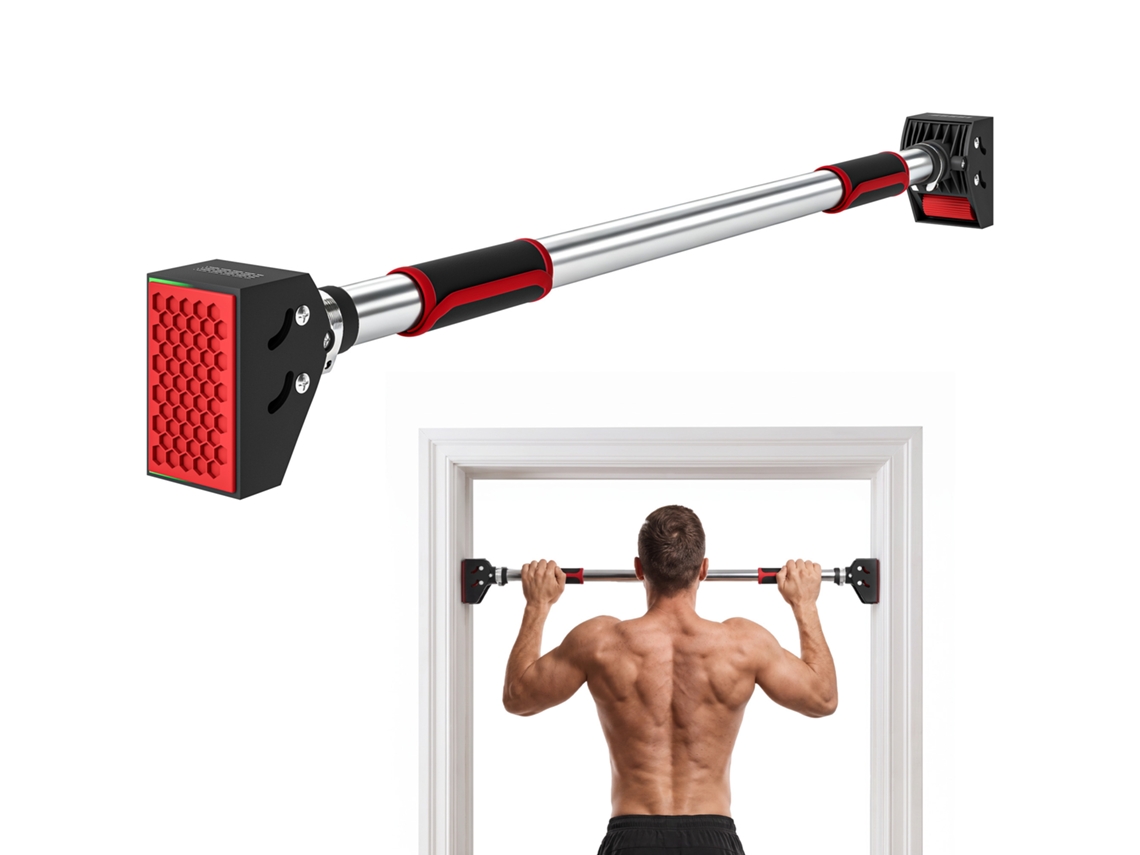 Adjustable Doorway Pull-up Bar From 95cm To 123cm, 200kg Load Capacity For Exercise And Training, Black