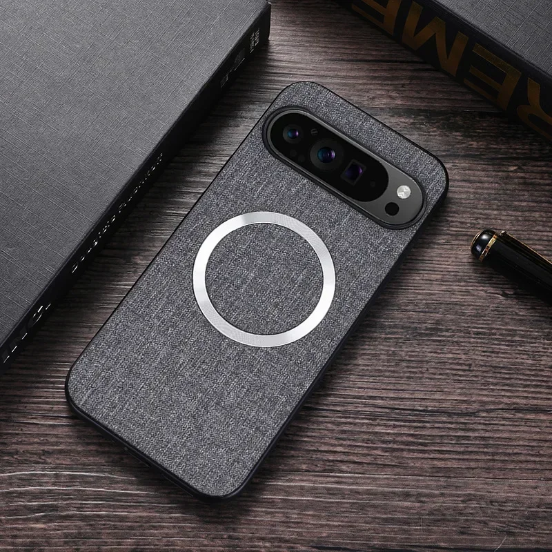 (cinza, Google Pixel 8 Pro) Capa Magnética De Tecido, Compatível Com Carregamento Sem Fio Magsafe, Capa Protetora Antichoque