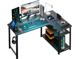 Secretária Gaming Com Prateleira, Mesa De Canto Em L 100cm Para Escritório E Casa, Mesa Pc Ergonómica Comhoma