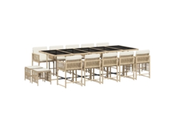 Conjunto de Jantar 15 Pcs para Jardim com Almofadões Vime Pe Bege MAISON EXCLUSIVE (15 pcs)