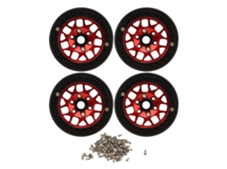 4pcs Rodas De Roda Rc Crawler De Liga De Alumínio 1.9in Beadlock Universal Para Scx10 Scx10 Ii Vermelho