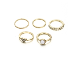 Anel De Punho Liga Strass Conjunto 5 Peças Acessório Fashion Presente