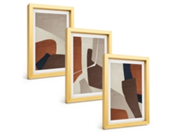 Galeria De Pinturas Muraisestruturas Abstratas Modernas Moldura Dourada Fotos Para O Escritório Espelharte (3 Peças 20x30 Cm)