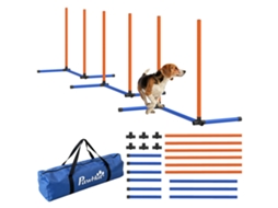 Agility Set Hunde 3 teiliges Agility Ausrüstung Mit Slalomstangen Tragetasche Trainingsset Für Alle Hundegrößen Orange VELTUS TRADE
