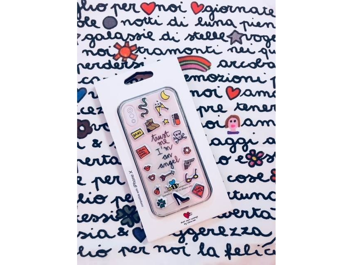Capa iPhone X, XS SILVIA TOSI Stickers Angel Multicor