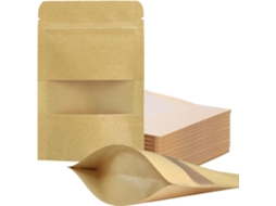 Pacote Com 100 Sacos De Papel Kraft 914 Cm Para Embalagem Produtos, Fechamento Zip, Ideais Armazenamento Alimentos. Reutilizáveis ​​​​e Aquaforge