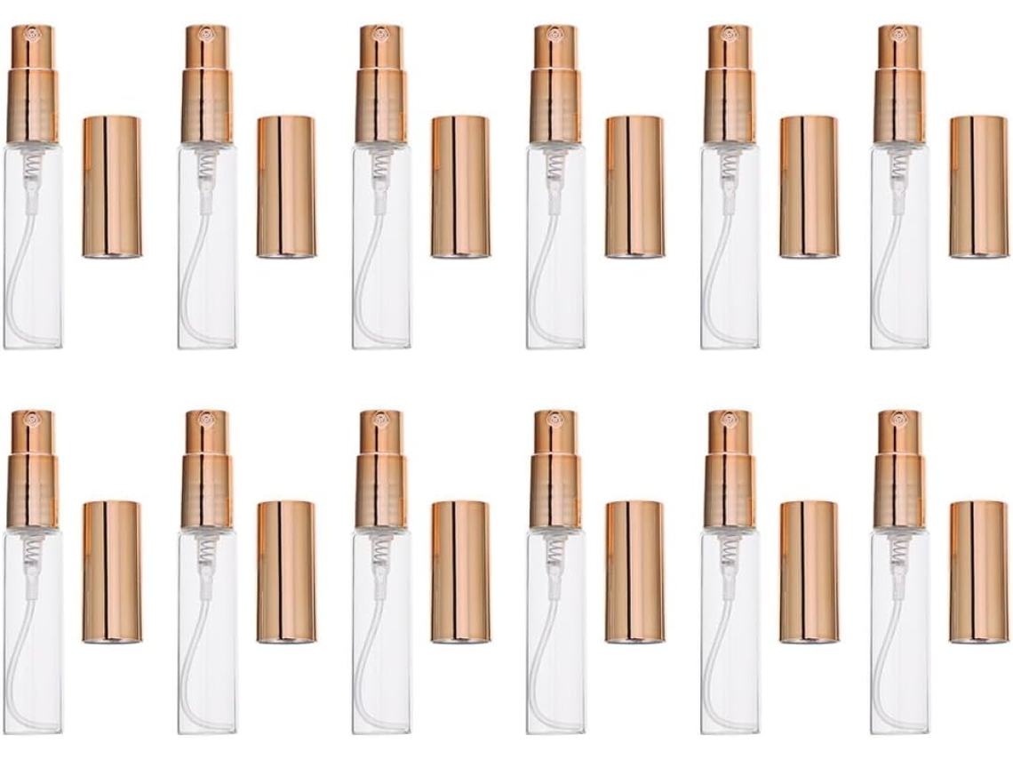 Nuobesty Frasco De Perfume Spray Em Vidro Eletrolítico Transparente De 5ml, Com 12 Peças