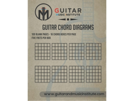 Livro Guitar Chord Diagrams 100 Pages - 16 Chord Boxes Per Page Five Frets Per Box De Mr Ged Brockie (inglês)