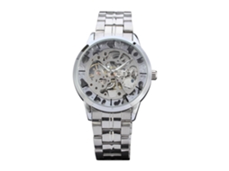 Relógio de Pulso Masculino Empresarial Automático Mecânico com Pulseira de Aço Prateado