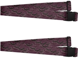 Conjunto De 2 Alças Bagagem Em Estilo Ukiyo E Japonês Com Morcegos, Nas Cores Bordô E Preto, Muito Resistentes E