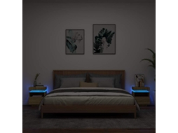 Vidaxl Mesas Cabeceira C/ Luzes Led 2 Pcs 40x39x48,5cm Carvalho Sonoma