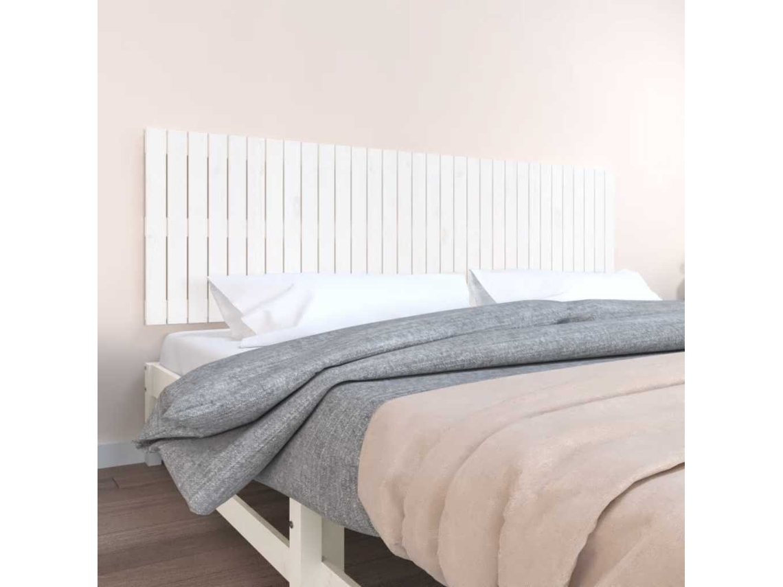 Vidaxl Cabeceira De Parede 204x3x60 Cm Madeira De Pinho Maciça Branco