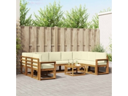 Vidaxl Conjunto De Sofás Para Exterior 10 Unid. Natural E Creme