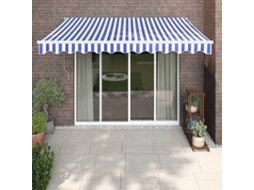 Vidaxl Toldo Retrátil Automático 3x2,5 M Azul E Branco