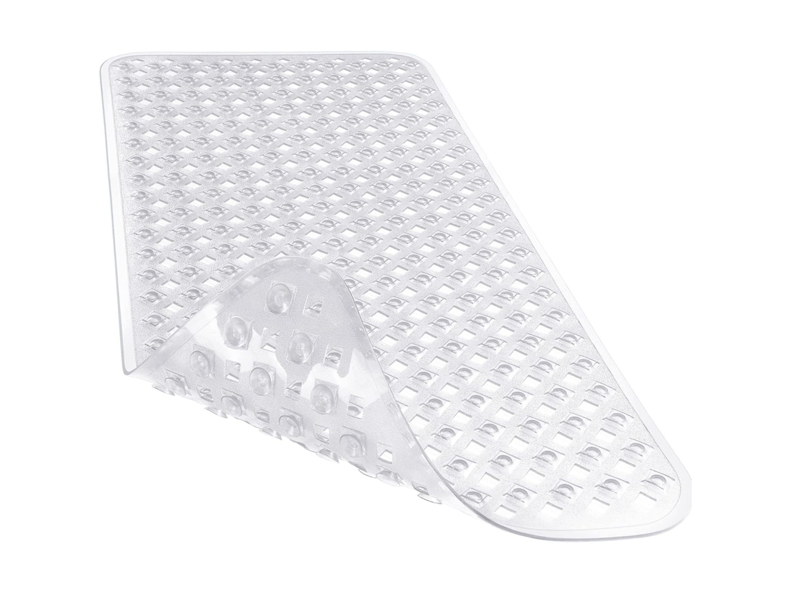 Tapete de Banho Antiderrapante para Chuveiro 53x53cm Pvc Resistente a Mofo, Lavável na Máquina e Suave para a Pele HENTEN HOME Transparente