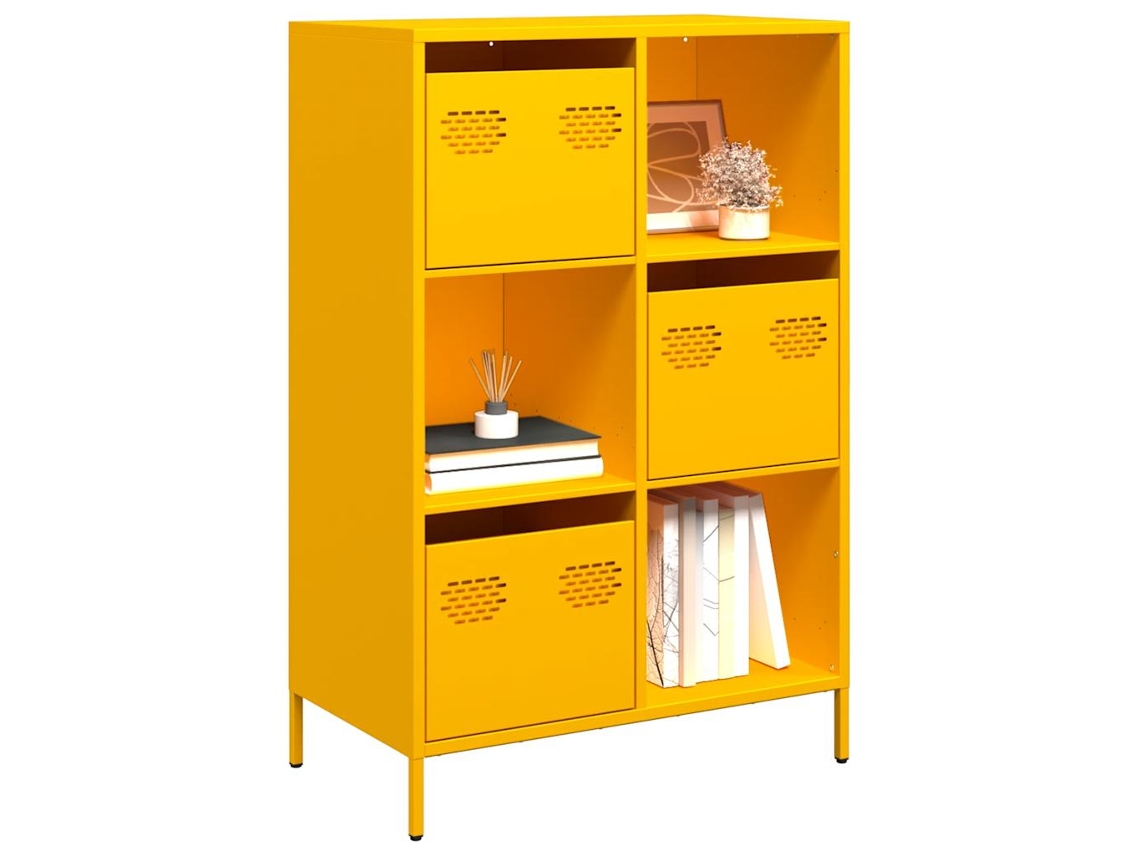Vidaxl Móvel Alto 68x39x103,5 Cm Aço Amarelo Mostarda