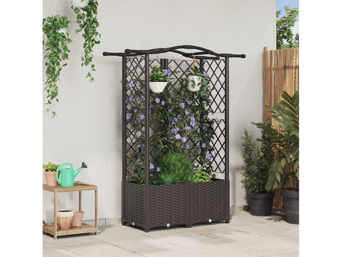 Vidaxl Cama Elevada Com Treliça E Telhado Castanho 122 X 40 X 138 Cm