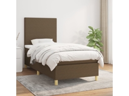 Cama Com Molas/colchão 80x200 Cm Tecido Castanho-escuro
