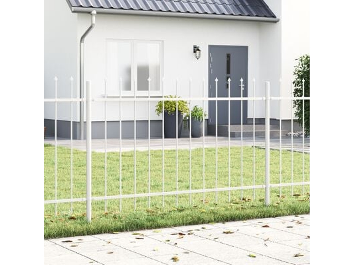 Cerca De Jardim Com Topo De Lança Branco 3,4x1,2 M Aço Wsd615170 Lovely Home
