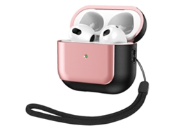Capa Protetora Para Fones De Ouvido Sem Fio Airpods 3 Com Textura De Couro Eletrogalvanizado.