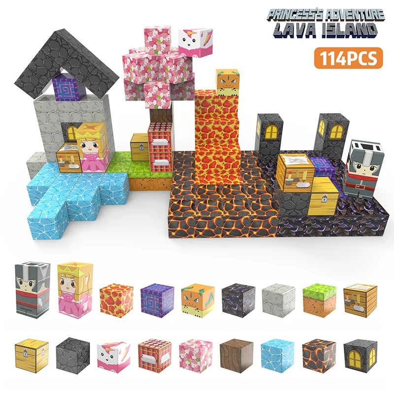 Conjunto de Blocos de Construção Magnéticos , Brinquedo Stem para Crianças MDUG (114 Peças)