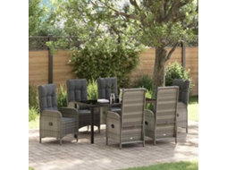 Vidaxl Conjunto de Jantar para Jardim 7 Pcs Cinzeto Vime Pe