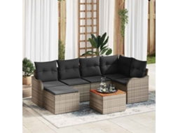 Vidaxl Conjunto de Sofá de Jardim 7 Pcs Cinzeto Vime Pe