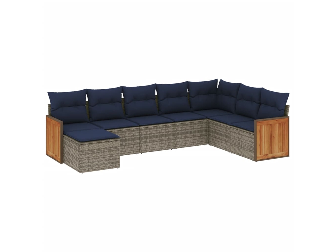 Conjunto de Sofá de Jardim, 8 Peças, Almofadas, Rattan Cinza MAISON EXCLUSIVE