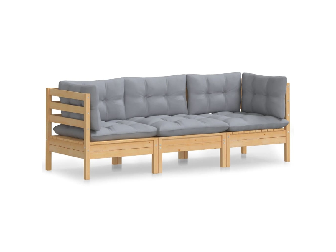 3-seater Garden Sofa, 3-seater Garden Sofas Vidaxl Cinzeto Madeira De Pinho (n/a)