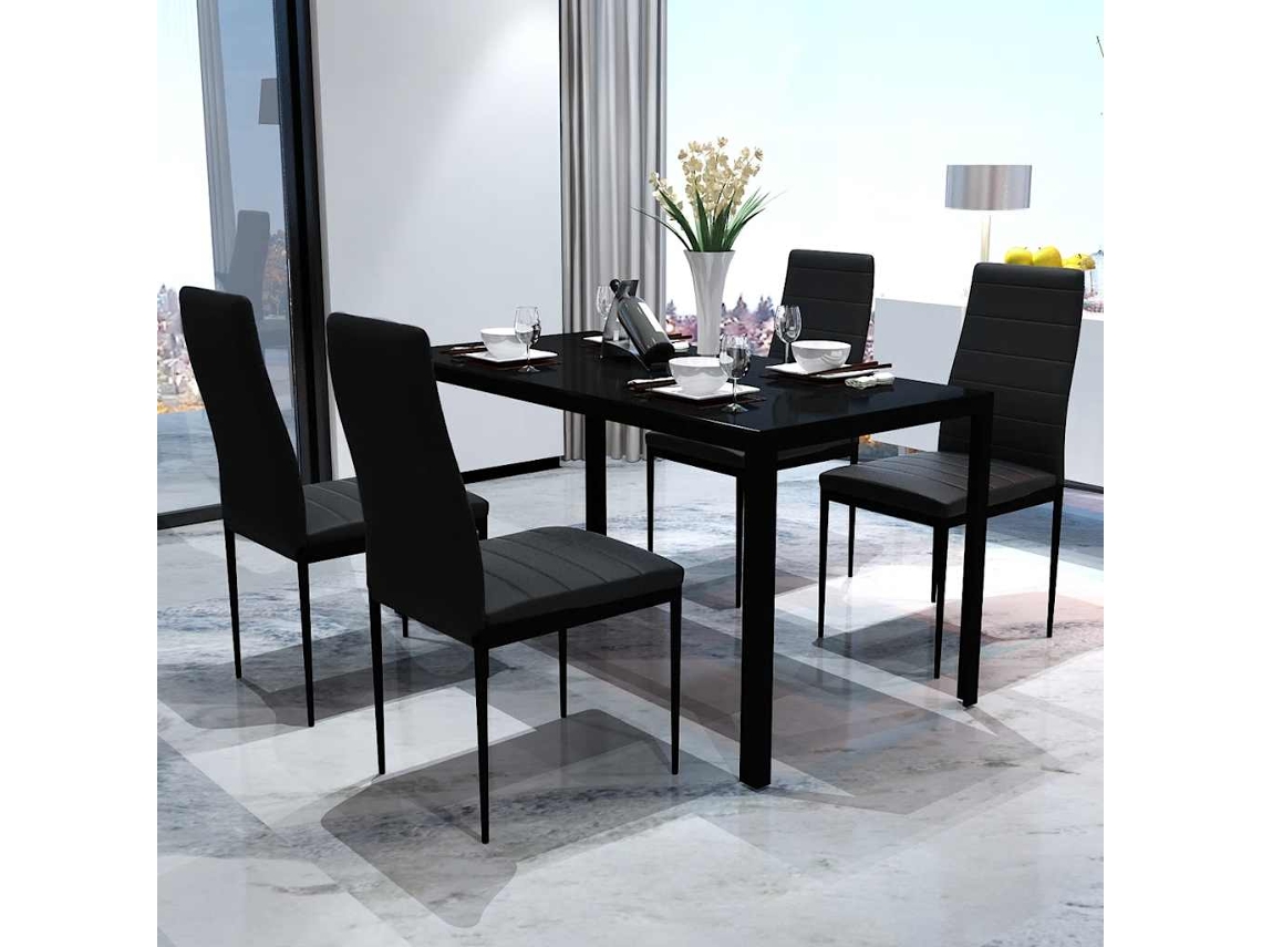 Vidaxl Conjunto Mesa De Jantar 5 Pcs Preto