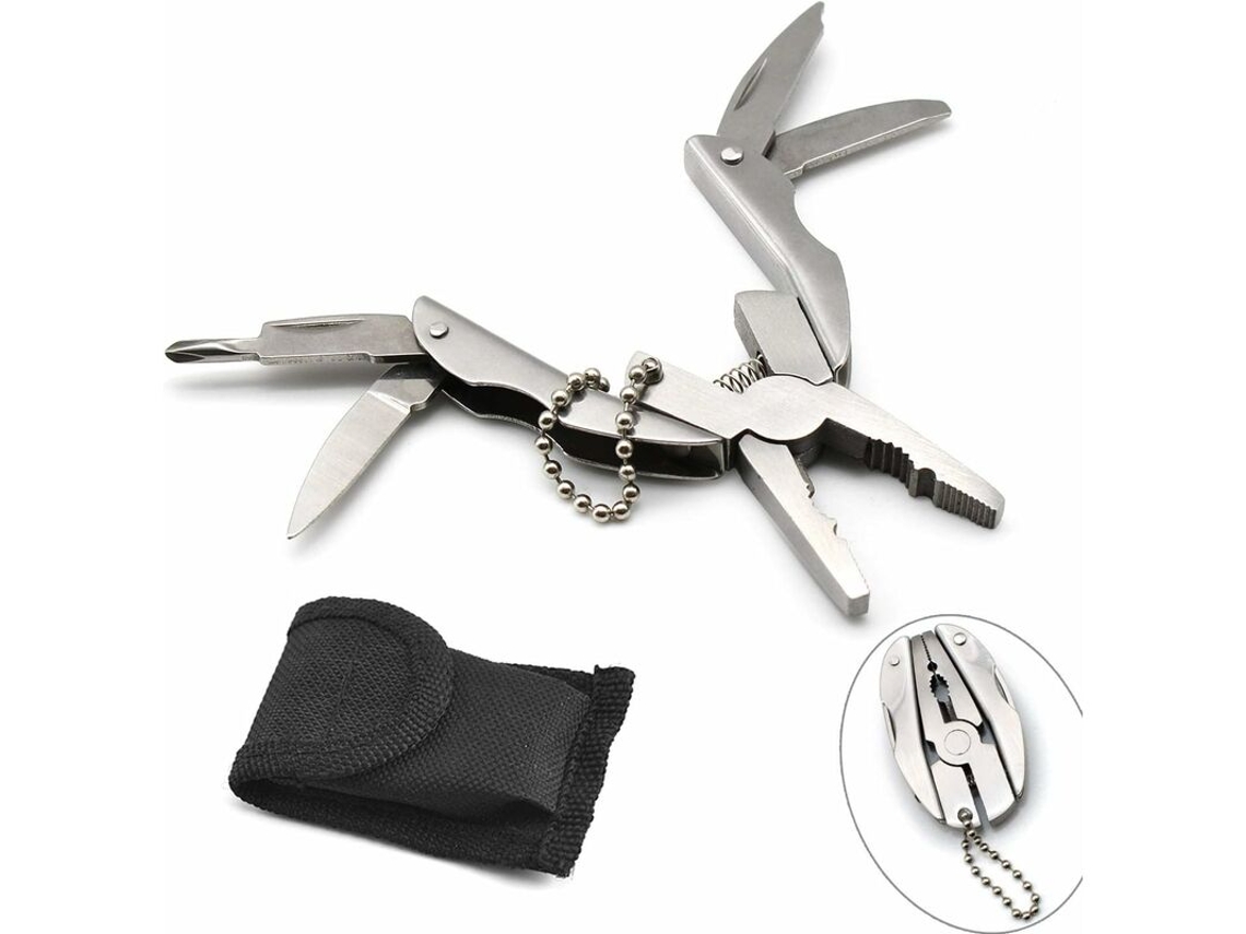 Kit De Alicate Multifuncional Bolso Com Estojo Couro Preto, Alicate Multiuso Para Camping, Pesca, Caminhadas, Cozinha E Piquenique