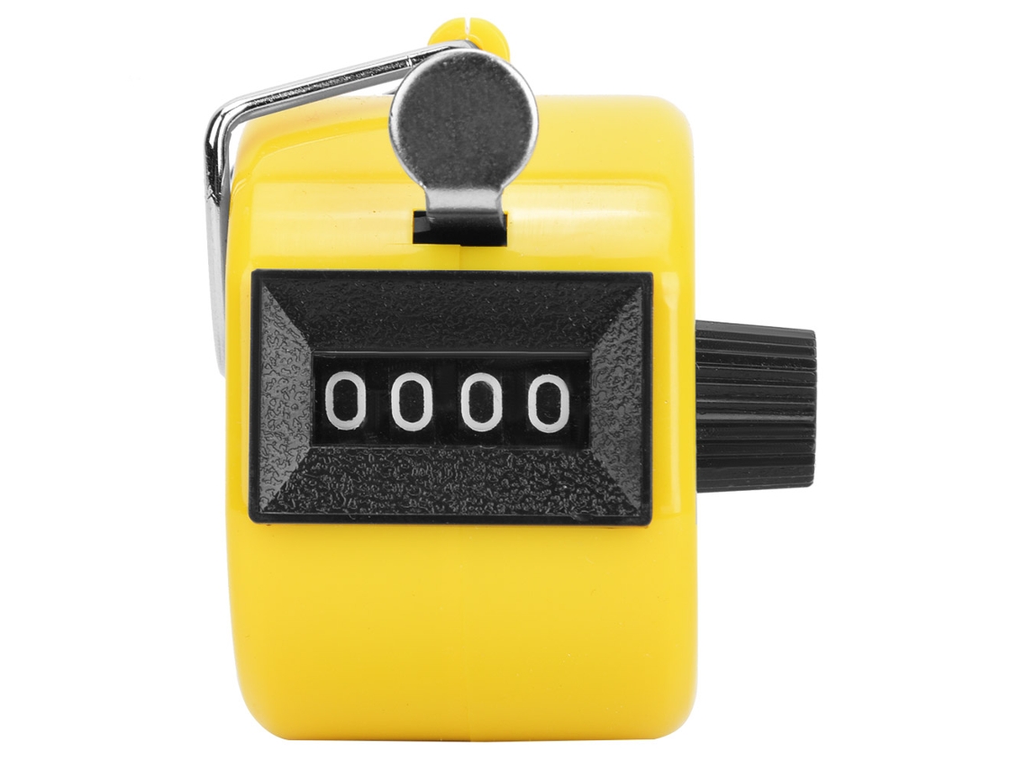 Contador Manual Berm 4 Dígitos Plástico Com Gancho Ferramenta De Contagem Portátil Amarelo