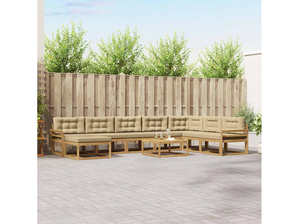 Vidaxl Conjunto De Sofás Para Exterior 9 Pcs Branco E Bege