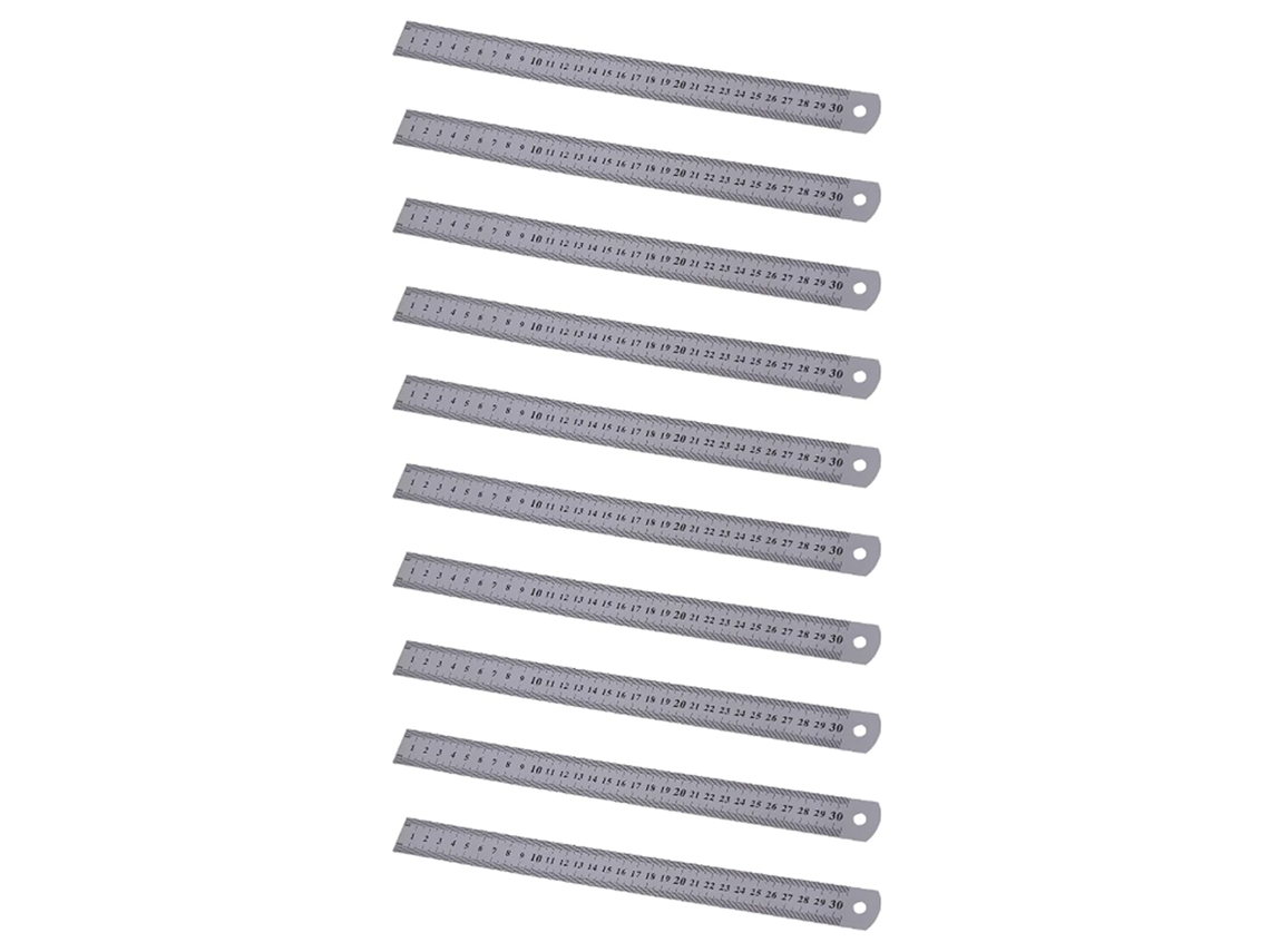Régua De Aço Inoxidável 10x Com Função Métrica, 30 Cm (12 Polegadas)