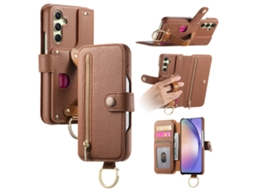 Capa Panoona Para Samsung Galaxy S26 , Com Fivela De Anel Para Pulseiraem Couro Marrom