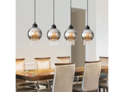 Nettlife Candeeiro Suspenso De Cristal Preto E27 Moderno Para Sala De Estar E Mesa De Jantar, 120 Cm, Em Vidro E Cristal, Para Uso Diário
