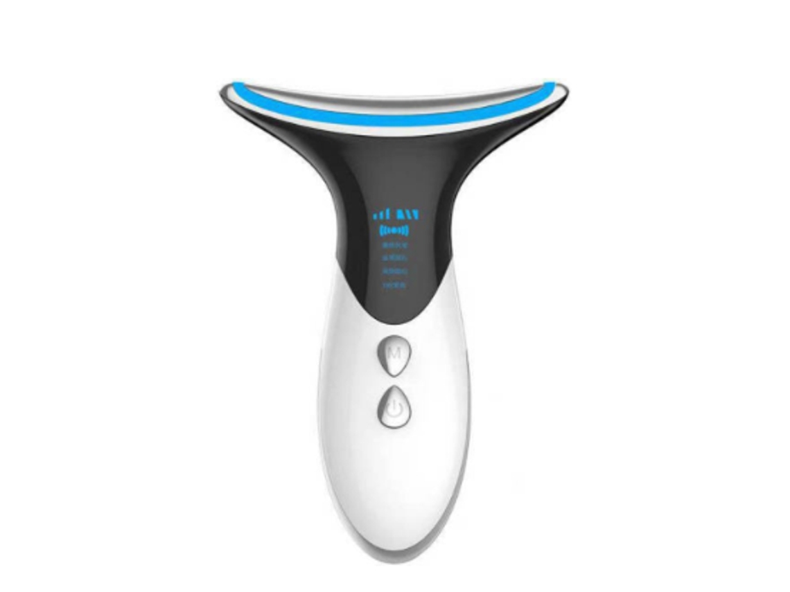 Dispositivo de Beleza Facial para Pescoço Ems Terapia de Fótons Led de 3 Cores Endurecimento Da Pele Redução de Queixo Duploazul AUJEZON